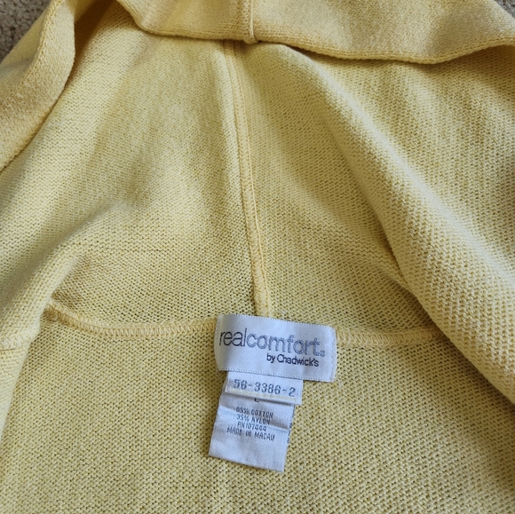 REAL COMFORT by CHADWICKS EUC LG yellow button-up cardigan with hood - Picture 4 of 4